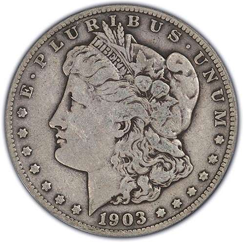 F12 Fine Morgan dollar grade example